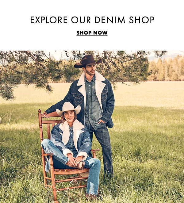 Explore our denim shop. Shop Now.