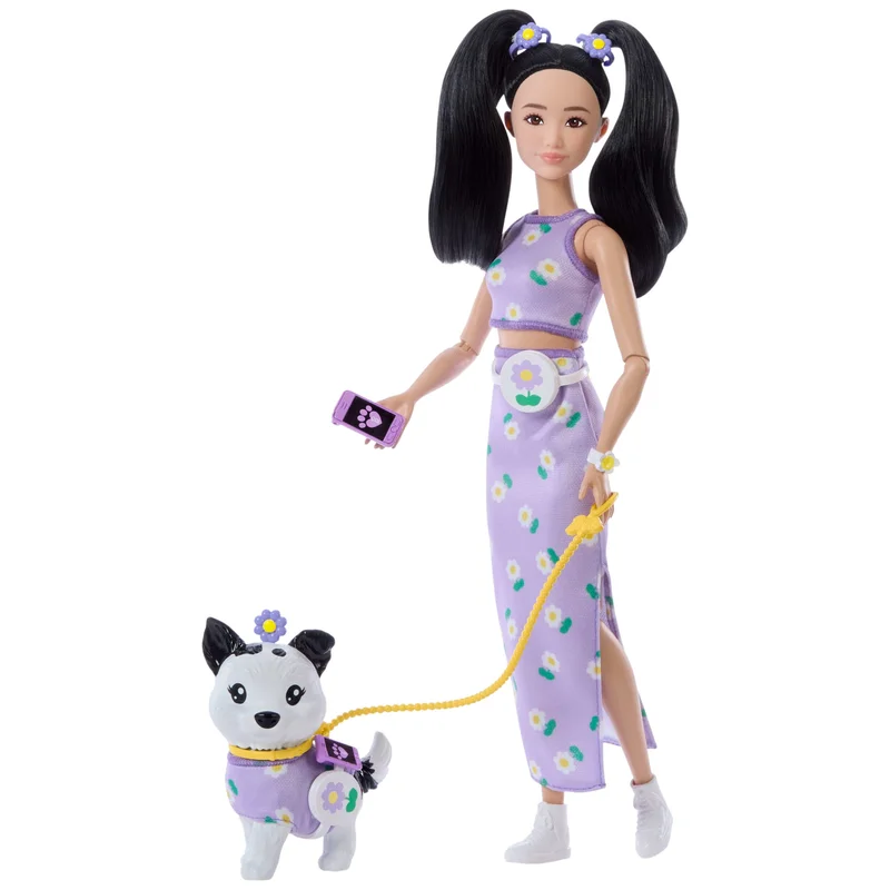 Image of Barbie Twinning Looks Doll With Pet Dog