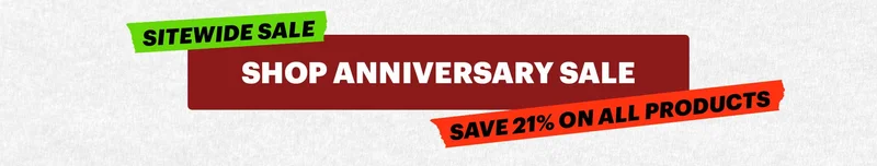 CTA: SHOP ANNIVERSARY SALE. SITEWIDE SALE. SAVE 21% ON ALL PRODUCTS