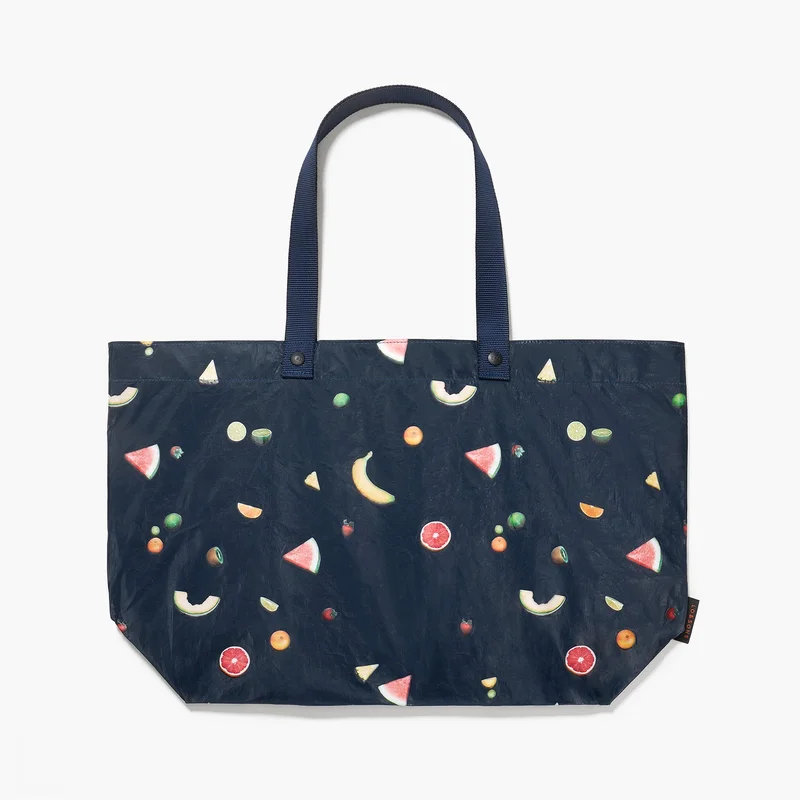 Image of Del Mar Packable Tote Large - Tyvek - Navy Fruit