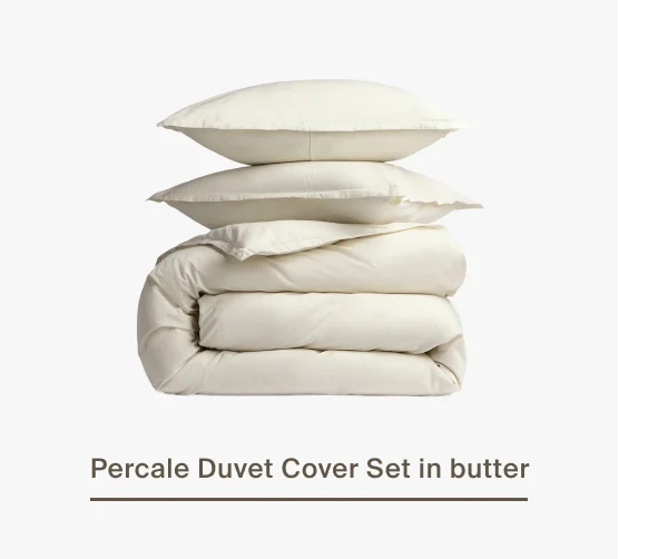 Percale duvet cover set in butter