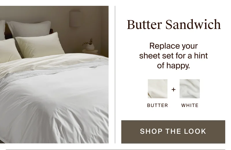 Butter sheets with white duvet cover. Shop the look.