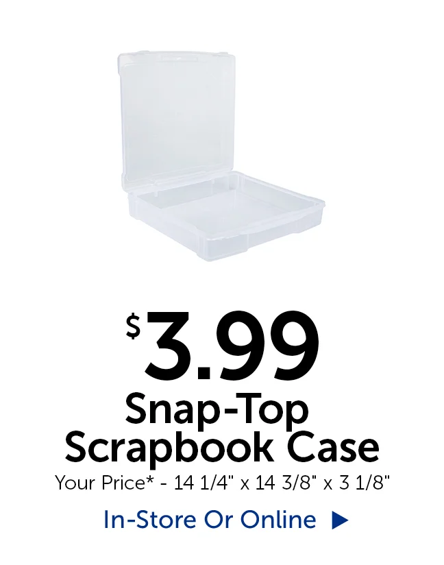 $3.99 Snap-Top Scrapbook Case - Your Price* - 14 1/4" wide by 14 3/8" long by 3 1/8" thick