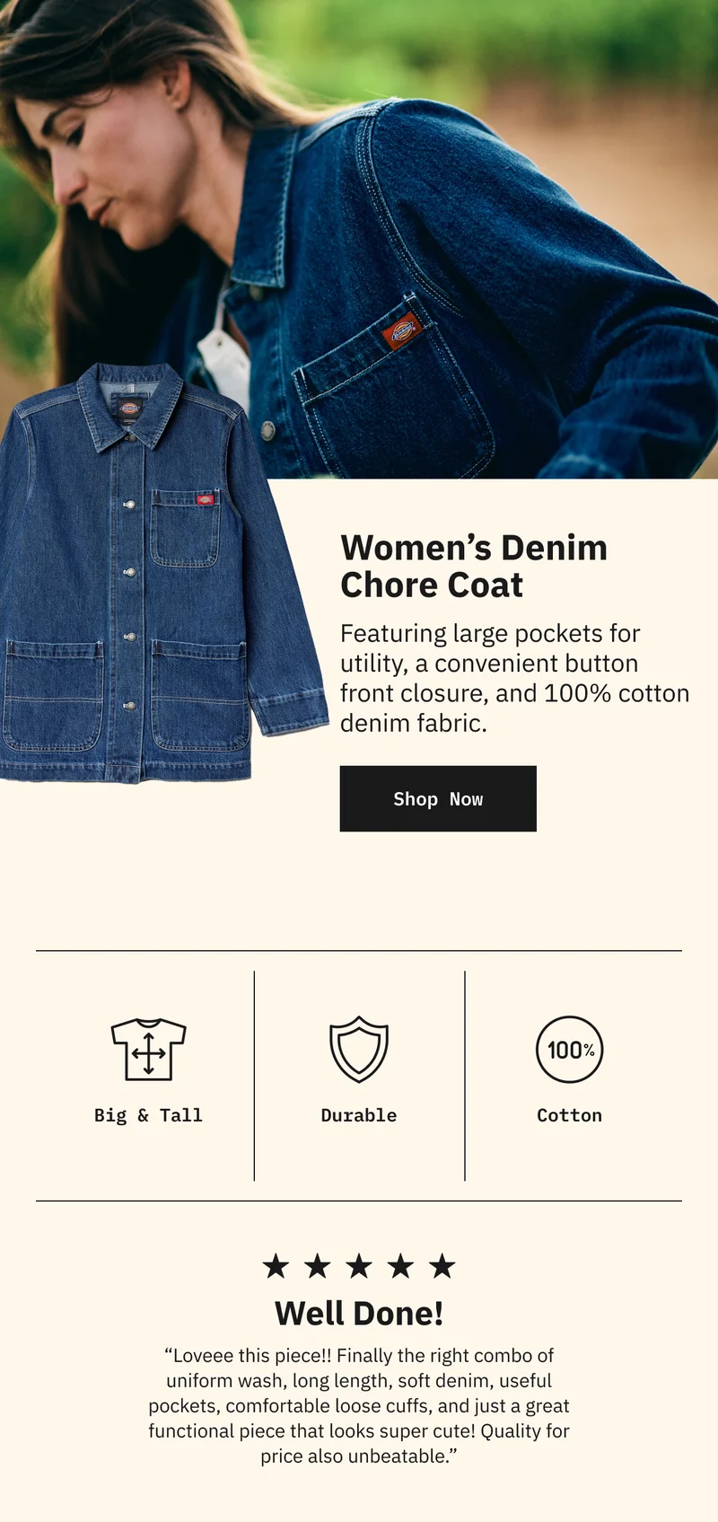 Women's Denim Chore Coat. Shop Now.