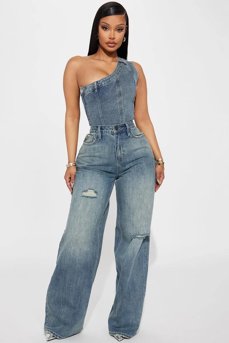 Image of More Than Words Tinted Baggy Jeans - Vintage Wash