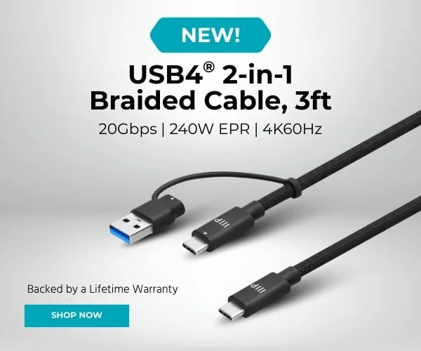 New (tag) USB4® 2‑in‑1 Braided Cable, 3ft 20Gbps | 240W EPR | 4K60Hz Backed by a Lifetime Warranty Shop Now
