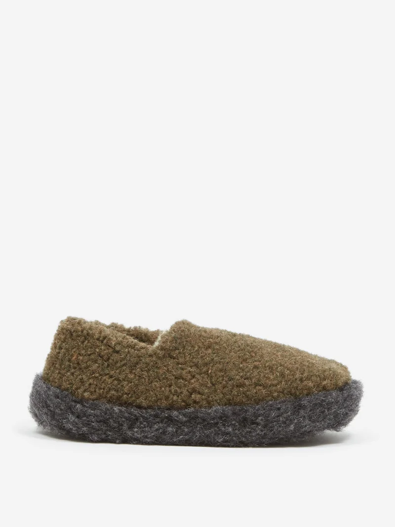Image of Yoko Wool x Goodhood Siberian Wool Slipper - Khaki Black