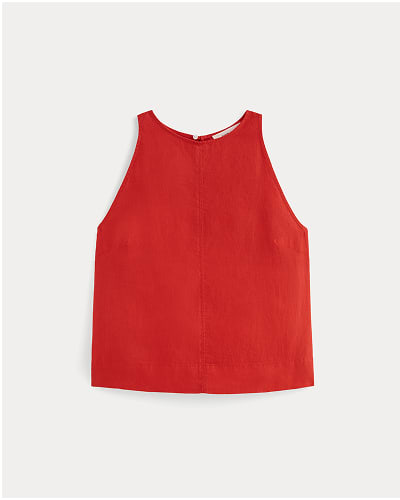 [Image]The Linen High-Neck Tank | Classic Red