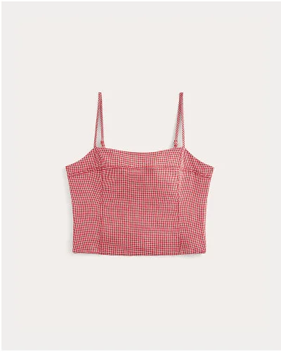 [Image]The Seamed Top in Stretch Linen | Classic Red Gingham