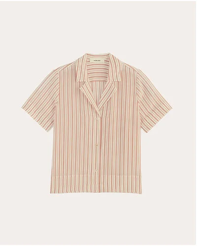 [Image]The Boxy Shirt in Washable Silk | Bone / Dusky Rose