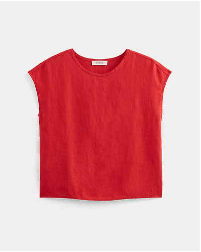 [Image]The Muscle Top in Linen | Classic Red