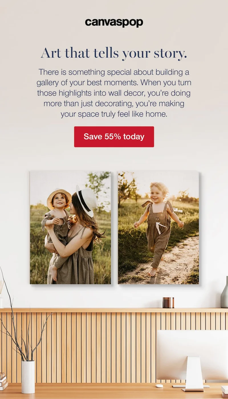 Art that tells your story. There is something special about building a gallery of your best moments. When you turn those highlights into wall decor, you’re doing more than just decorating, you’re making your space truly feel like home.