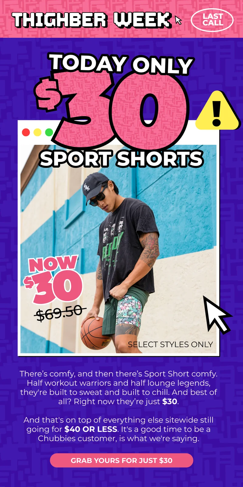 TODAY ONLY: $30 SPORT SHORTS