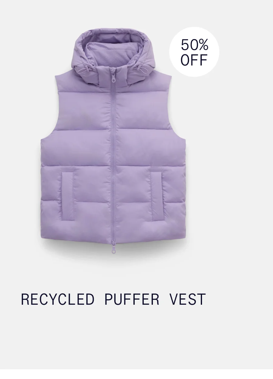 Recycled Puffer Hooded Vest