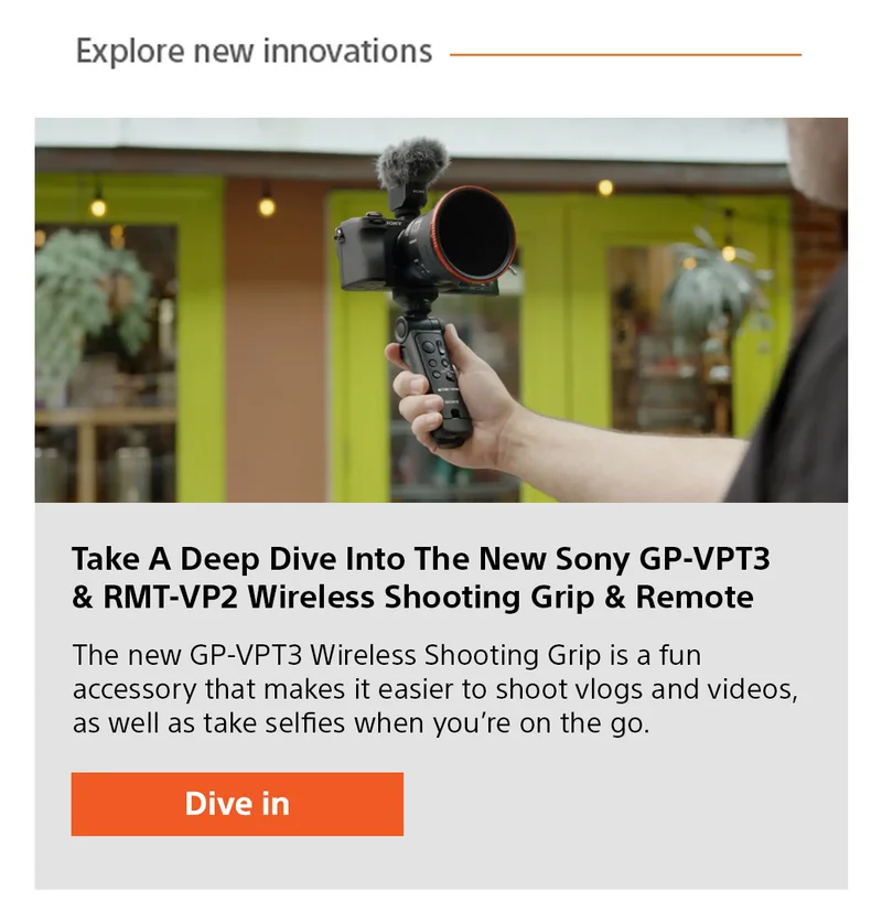 Take a Deep Dive into the new Sony GP-VPT3 and RMT-VP2 Wireless Shooting Grip and Remote | Dive in