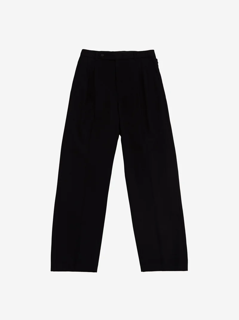 Image of Farah Japan Two Tuck Side Adjustable Pants - Navy
