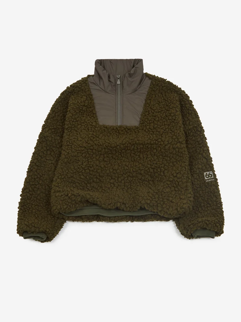 Image of 66° North Varmahlid Shearling Zip Neck Fleece - Alpine Grimmia