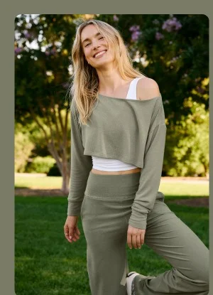 Spacedye Laid Back Wide Leg 31" Pant in Grey Sage Heather