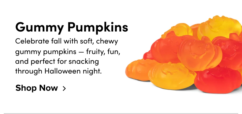 Gummy Pumpkins Celebrate fall with soft, chewy gummy pumpkins - fruity, fun, and perfect for snacking through Halloween night. Shop Now