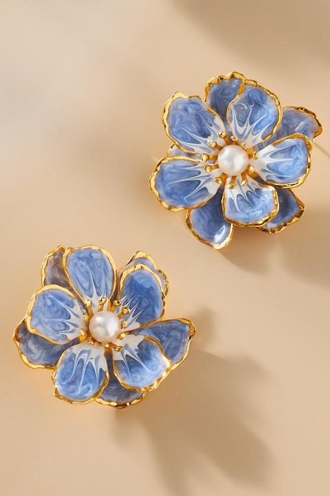 The Pink Reef Handpainted Flower Earrings
