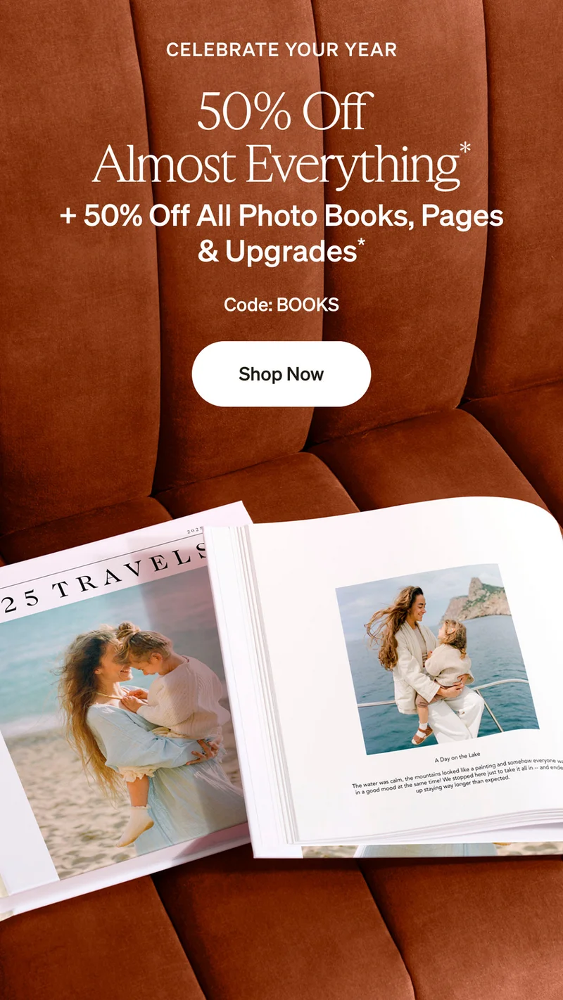 50% Off Almost Everything + 50% Off All Photo Books, Pages & Upgrades
