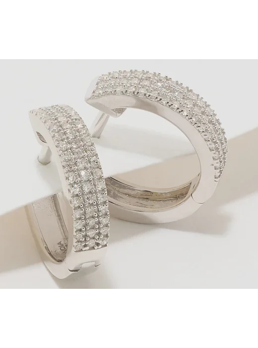 Accents by Affinity Diamond Huggie 0.25 cttw Hoops Sterling Silver