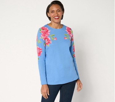 Quacker Factory Winter Rose Garden Embellished Top