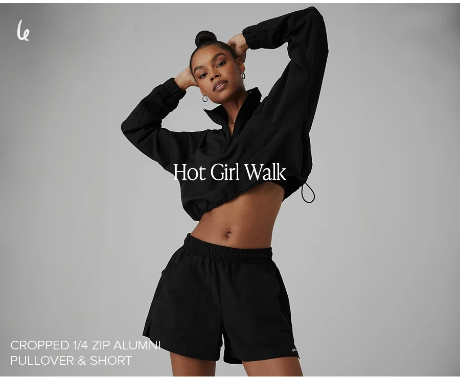 HOT GIRL WALK CROPPED 1/4 ZIP ALUMNI SHORT