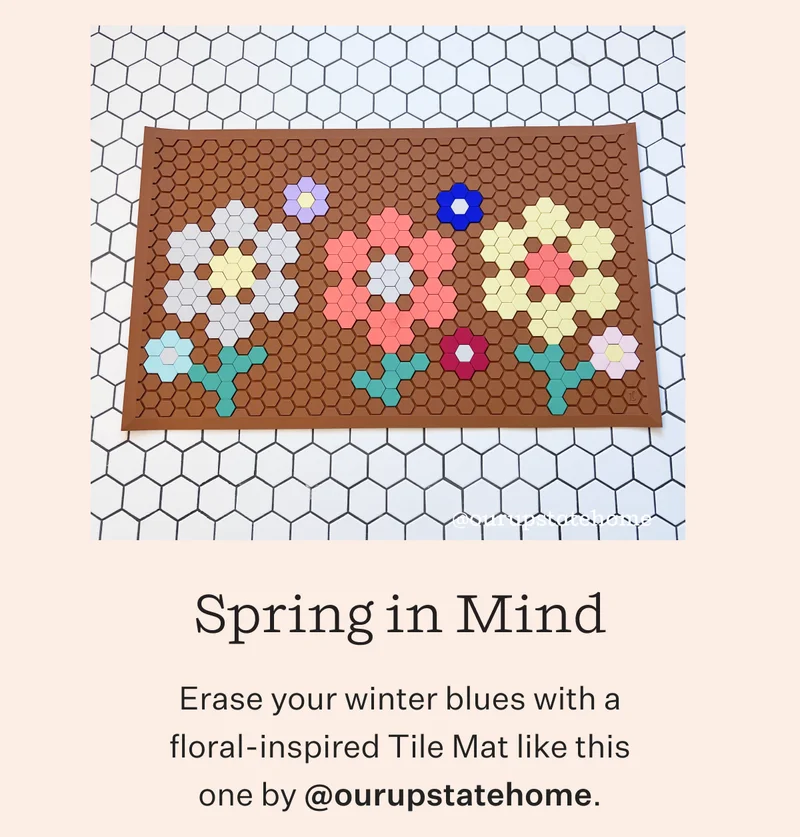 Spring in Mind | Erase your winter blues with a floral-insipired Tile Mat like this one by @ourupstatehome.