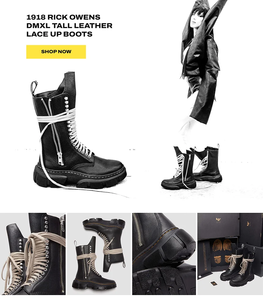 1918 Rick Owens DMXL Tall Leather Lace Up Boots