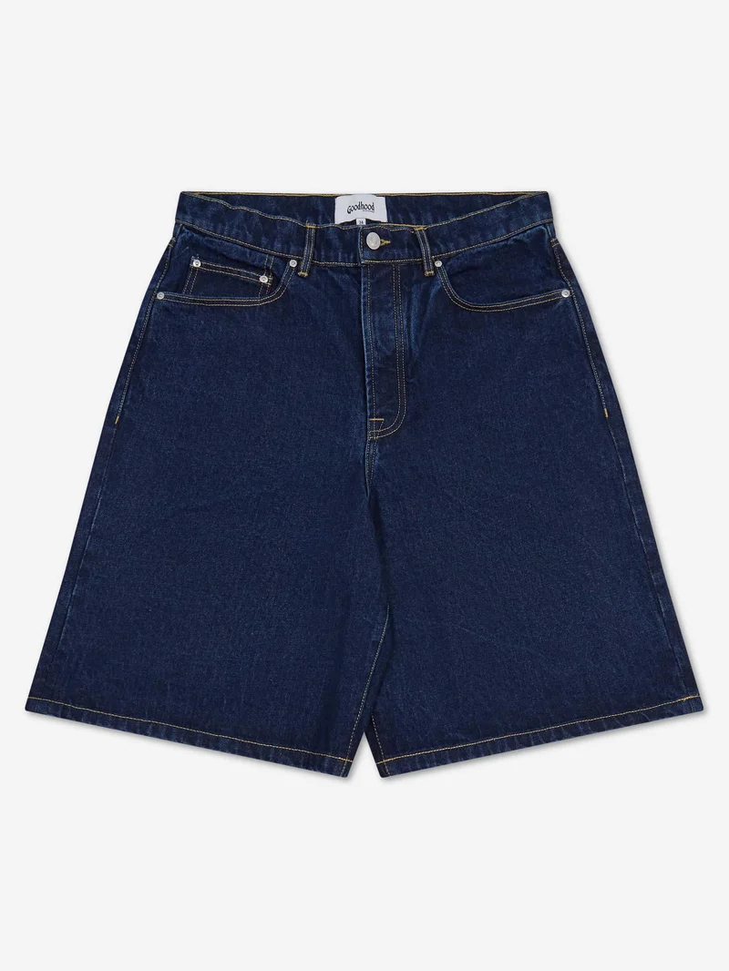 Image of Goodhood Worldwide 5 Pocket Washed Shorts - Mid Wash Denim