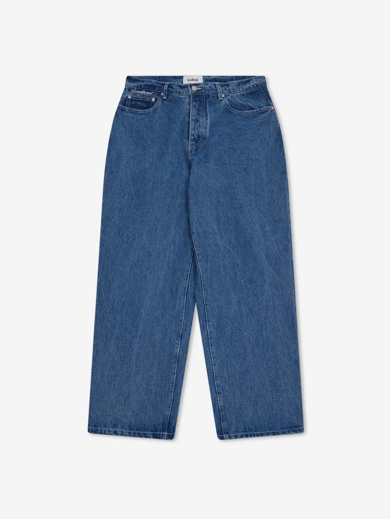 Image of Goodhood Worldwide 5 Pocket Washed Jeans - Mid Wash Denim
