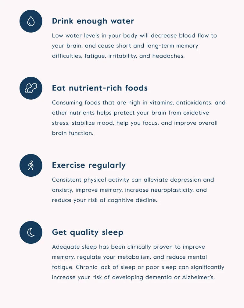 Drink enough water, eat nutrient-rich foods, exercise regularly, and get quality sleep.