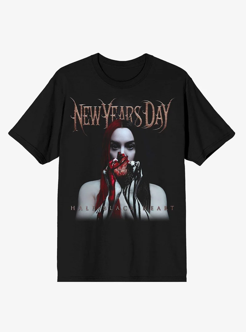 New Years Day Half Black Heart Album Cover Tee