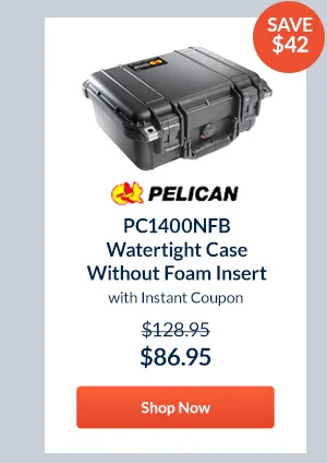 Pelican PC1400NFB Watertight Case Without Foam Insert  with Instant Coupon