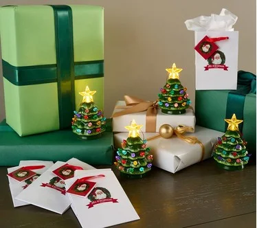Mr. Christmas Set of 4 Mini Nostalgic Tree Ornaments with Gift Bags