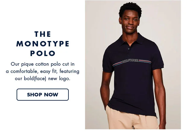 The monotype polo                                            Our pique cotton polo cut in a comfortable, east fiy, featuring our bold(face) new logo                                            Shop now