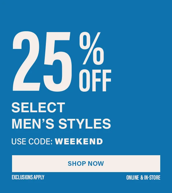 25% off select men's styles