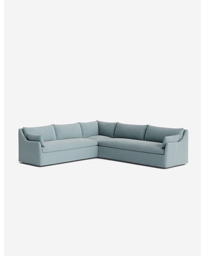 Portola Slipcover Corner Sectional Sofa - Sky Blue Classic Velvet / Left-Facing