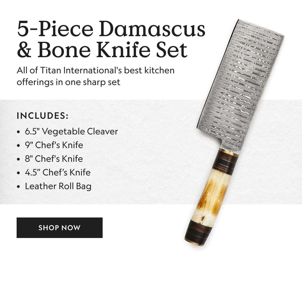 5-Piece Damascus & Bone Knife Set