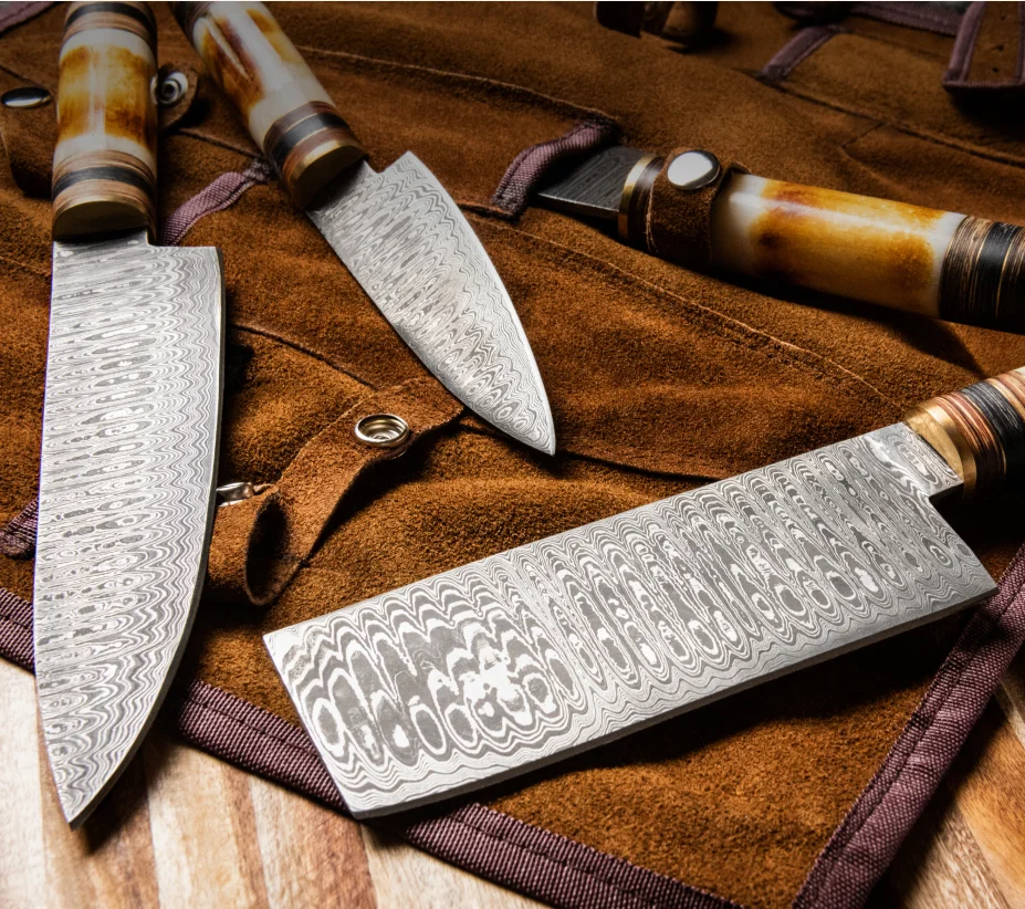 5-Piece Damascus & Bone Knife Set