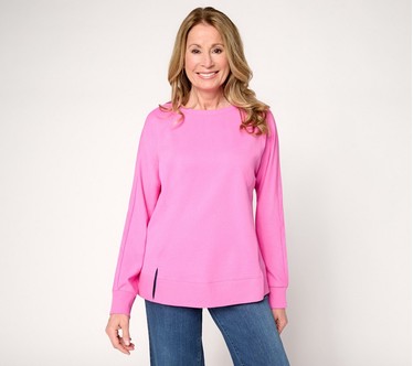 Belle by Kim Gravel French Terry Topstitched Double Vent Top