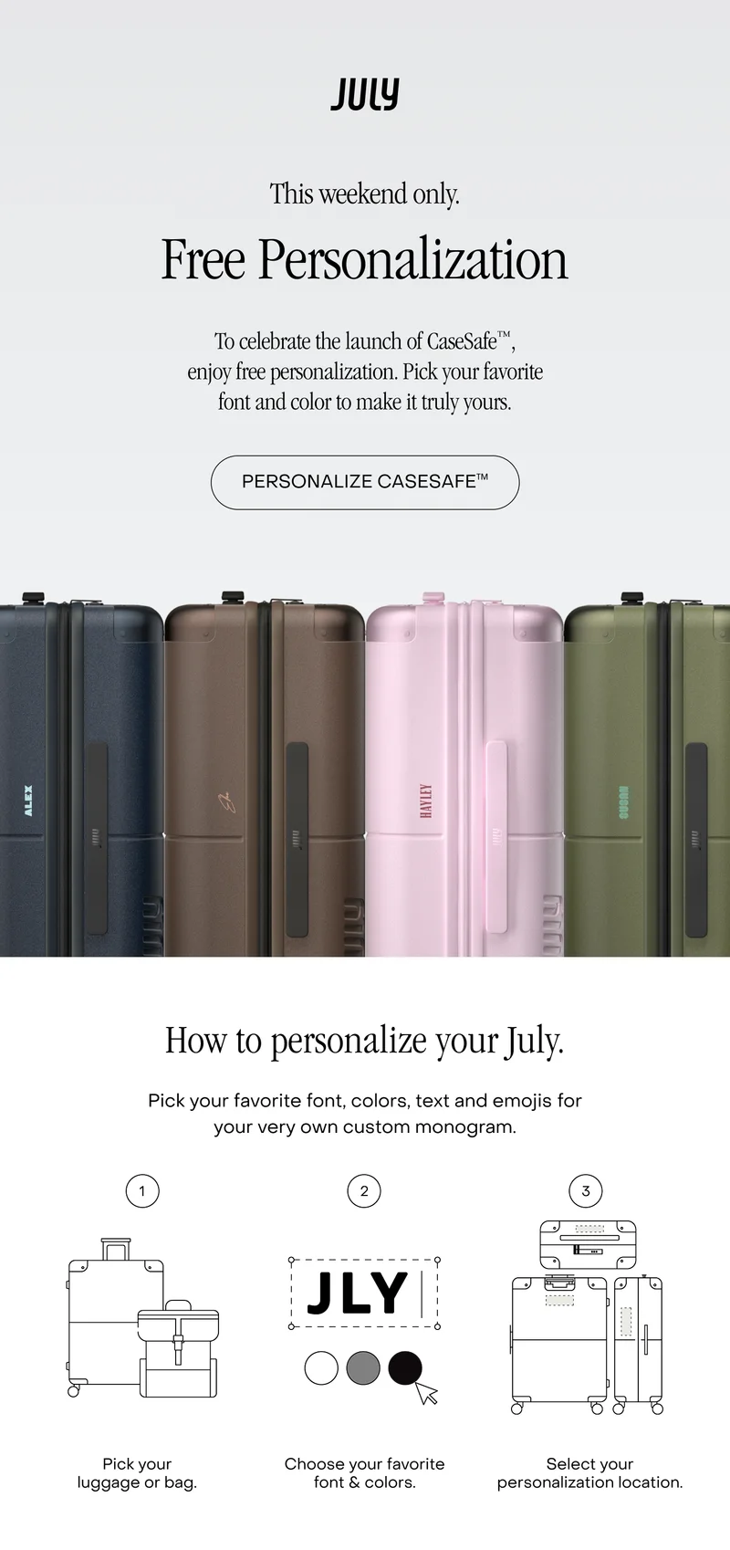 This weekend only. Free personalization.