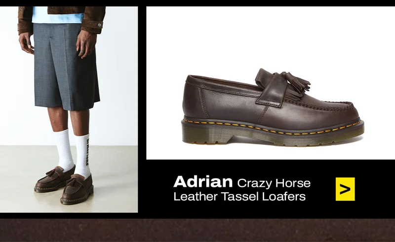 Adrian Crazy Horse Leather Tassel Loafers