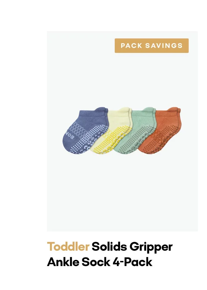 PACK SAVINGS | Toddler Solids Gripper Ankle Sock 4-Pack