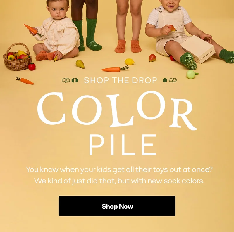 SHOP THE DROP | COLOR PILE | You know when your kids get all their toys out at once? We kind of just did that, but with new sock colors. Shop Now
