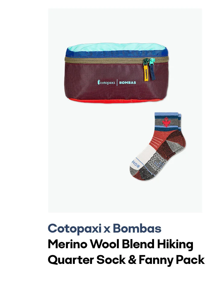 Cotopaxi x Bombas | Merino Wool Blend Hiking Quarter Sock & Fanny Pack
