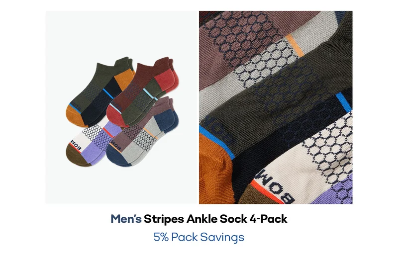 Men's Stripes Ankle Sock 4-Pack 5% Pack Savings