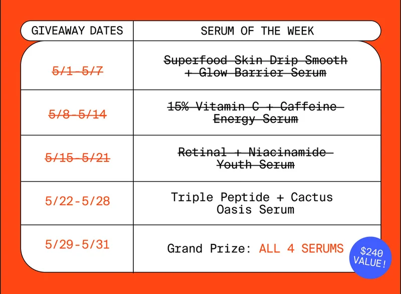 GIVEAWAY DATES