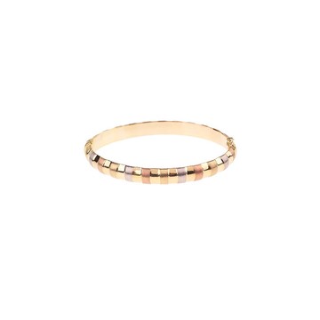 Choice of Tri-color Polished & Satin Ribbon Bangles, 14K